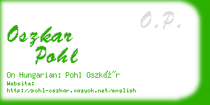 oszkar pohl business card